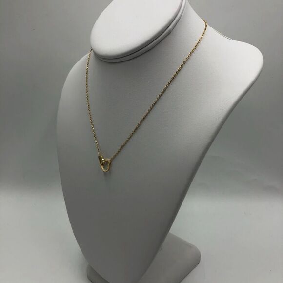 18K Gold Plated Women's Dual Interlocking Heart Necklace Romantic Love Gift - Picture 5 of 12